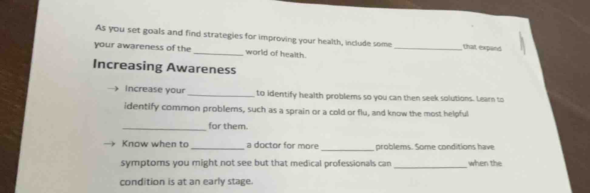 as you set goals and find strategies for improving your health, include…