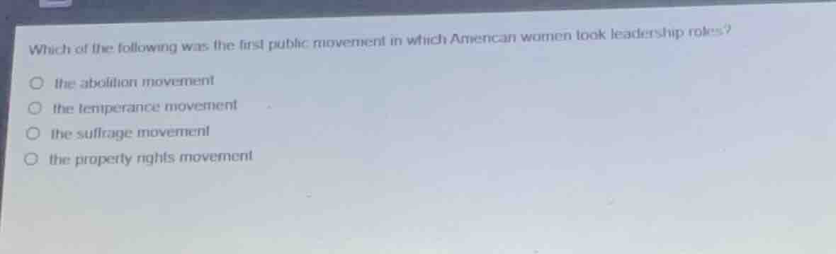 which of the following was the first public movement in which american …