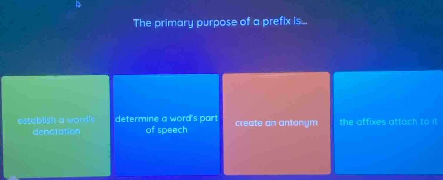 the primary purpose of a prefix is... establish a words denotation dete…