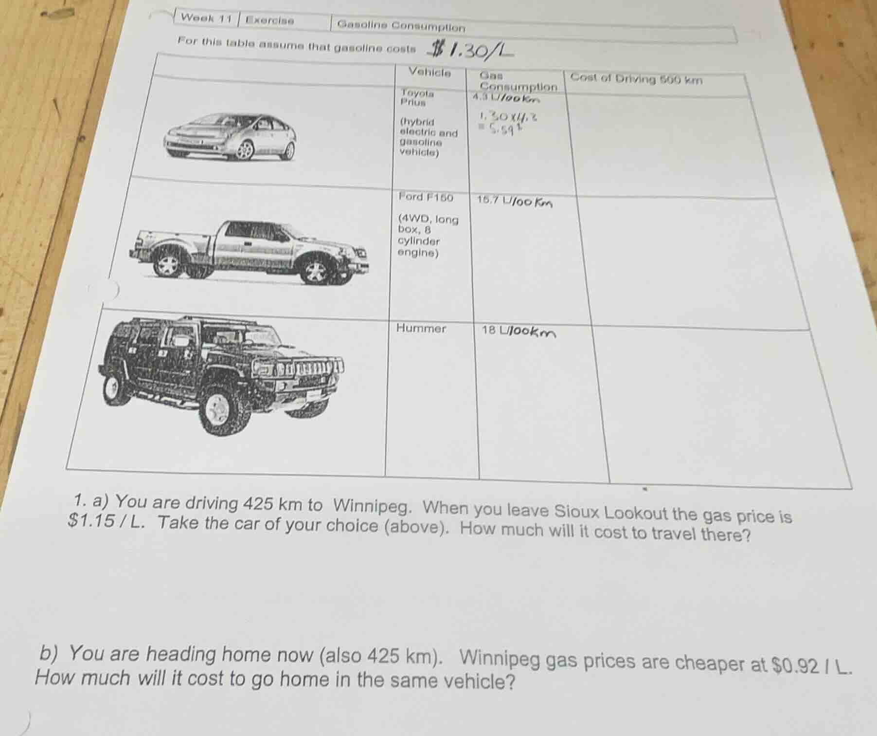 week 11 | exercise | gasoline consumption for this table assume that ga…