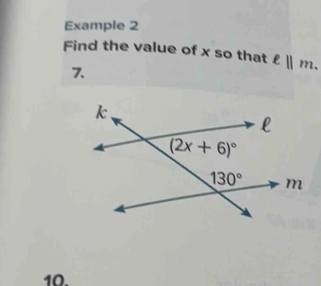 example 2 find the value of x so that ℓ || m. 7. image of two parallel …