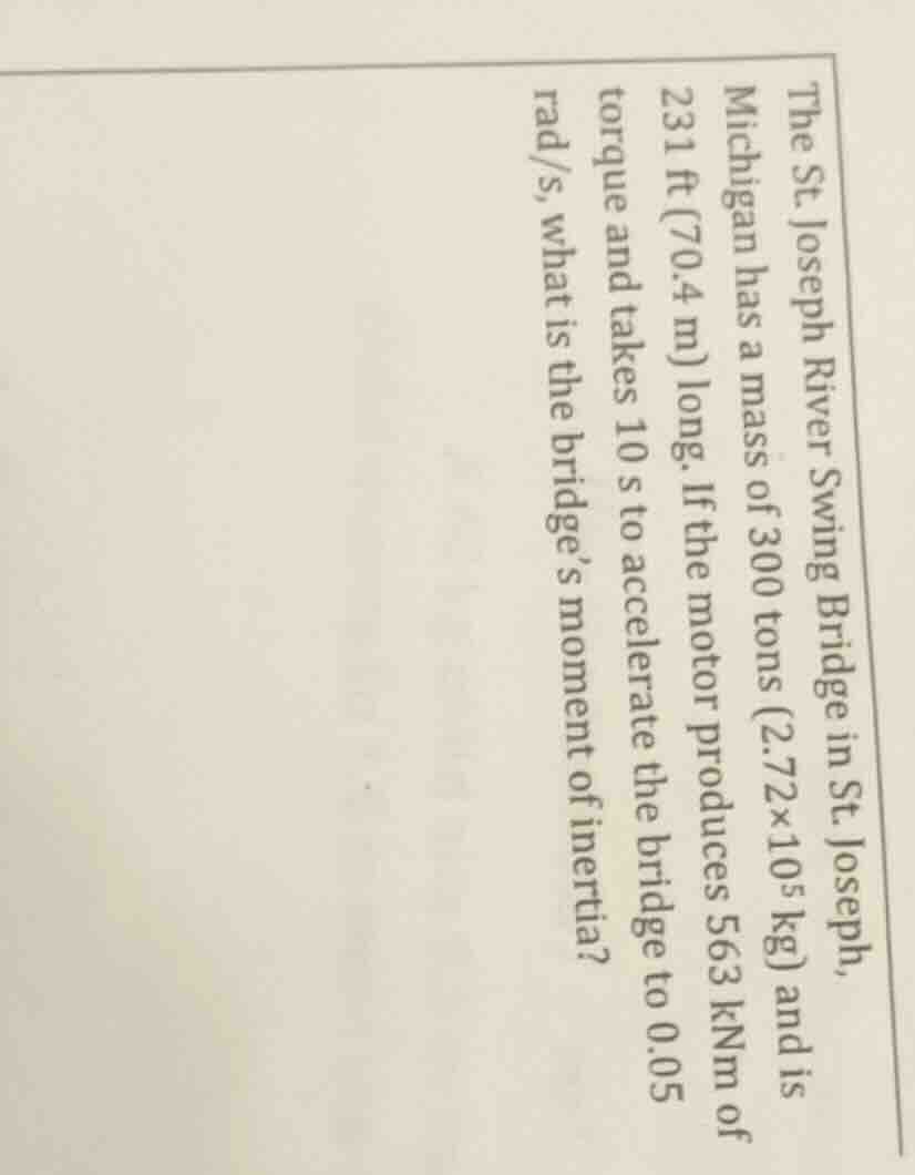 the st joseph river swing bridge in st joseph, michigan has a mass of 3…