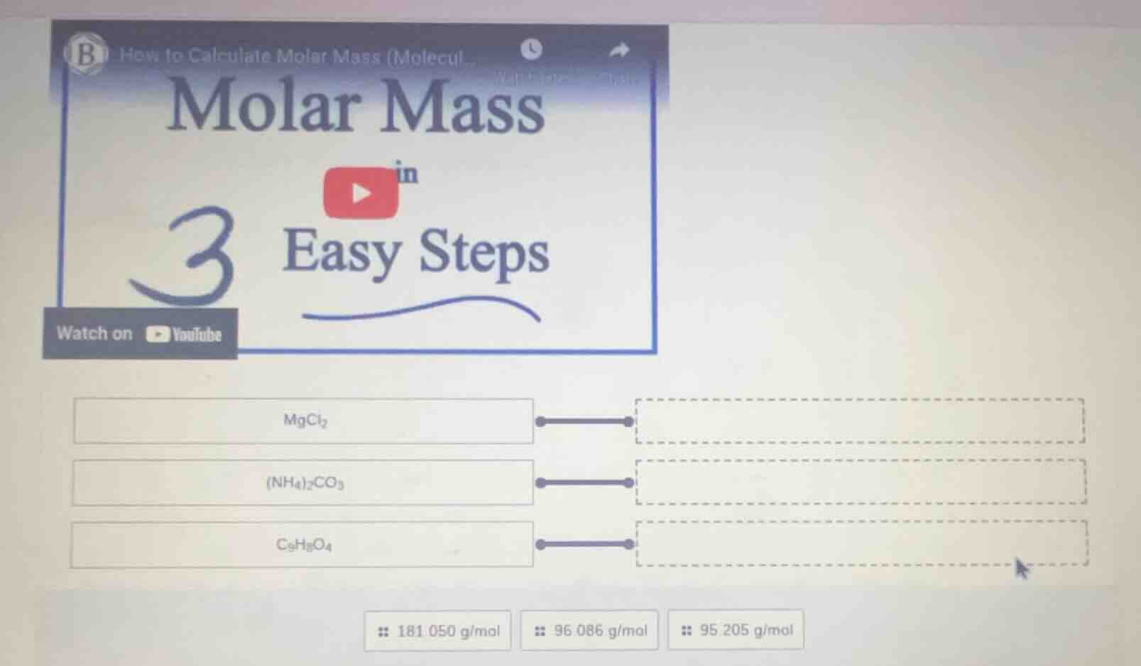 how to calculate molar mass (molecul... molar mass in 3 easy steps watc…