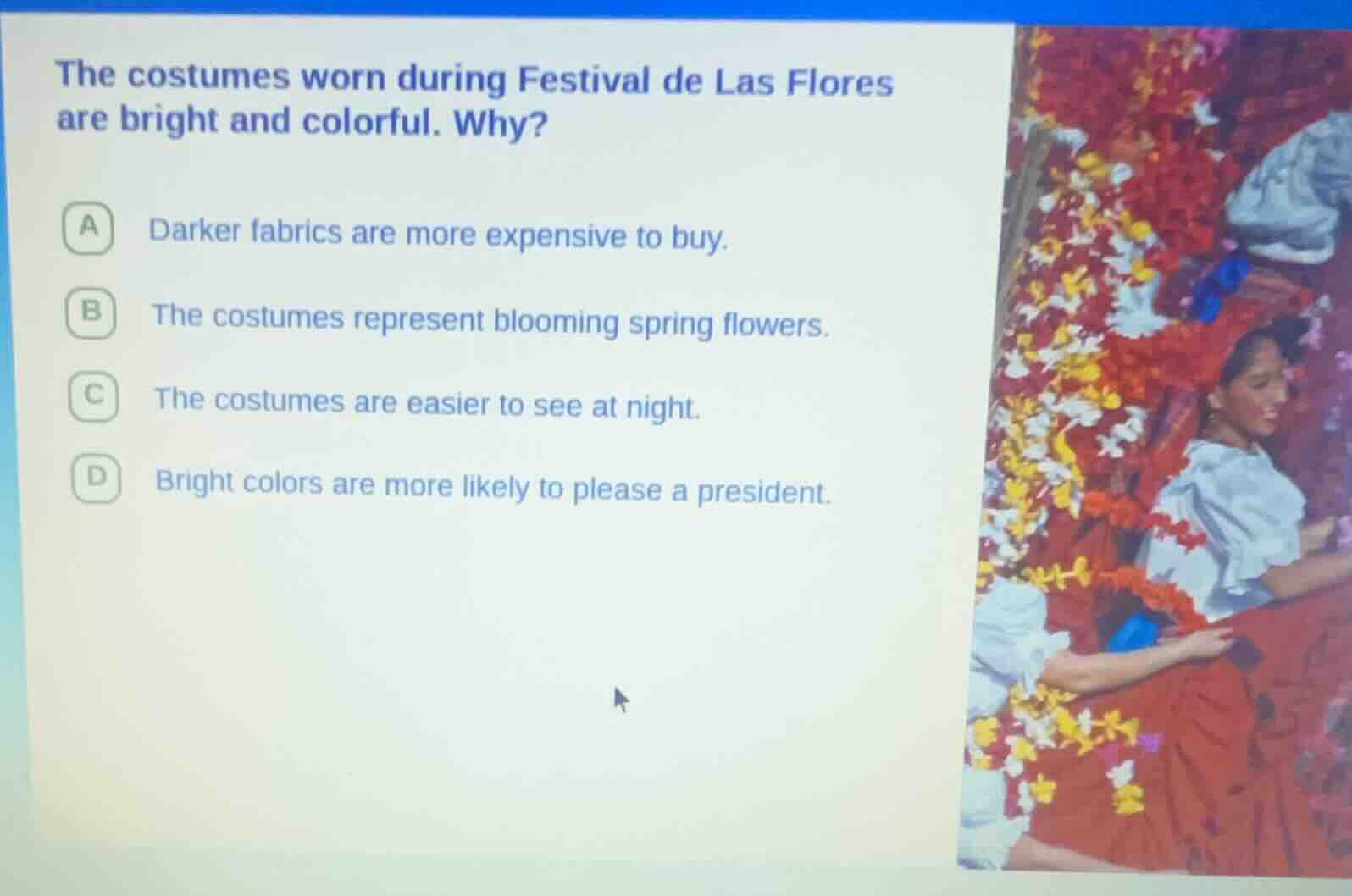 the costumes worn during festival de las flores are bright and colorful…