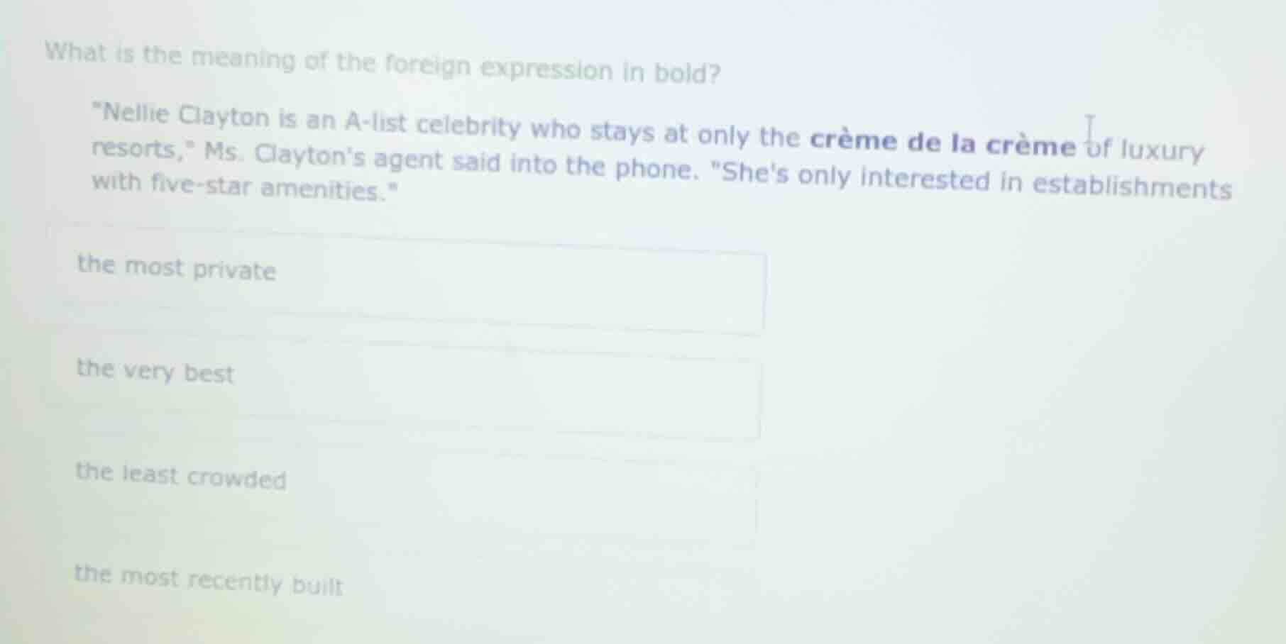 what is the meaning of the foreign expression in bold? ellie clayton is…