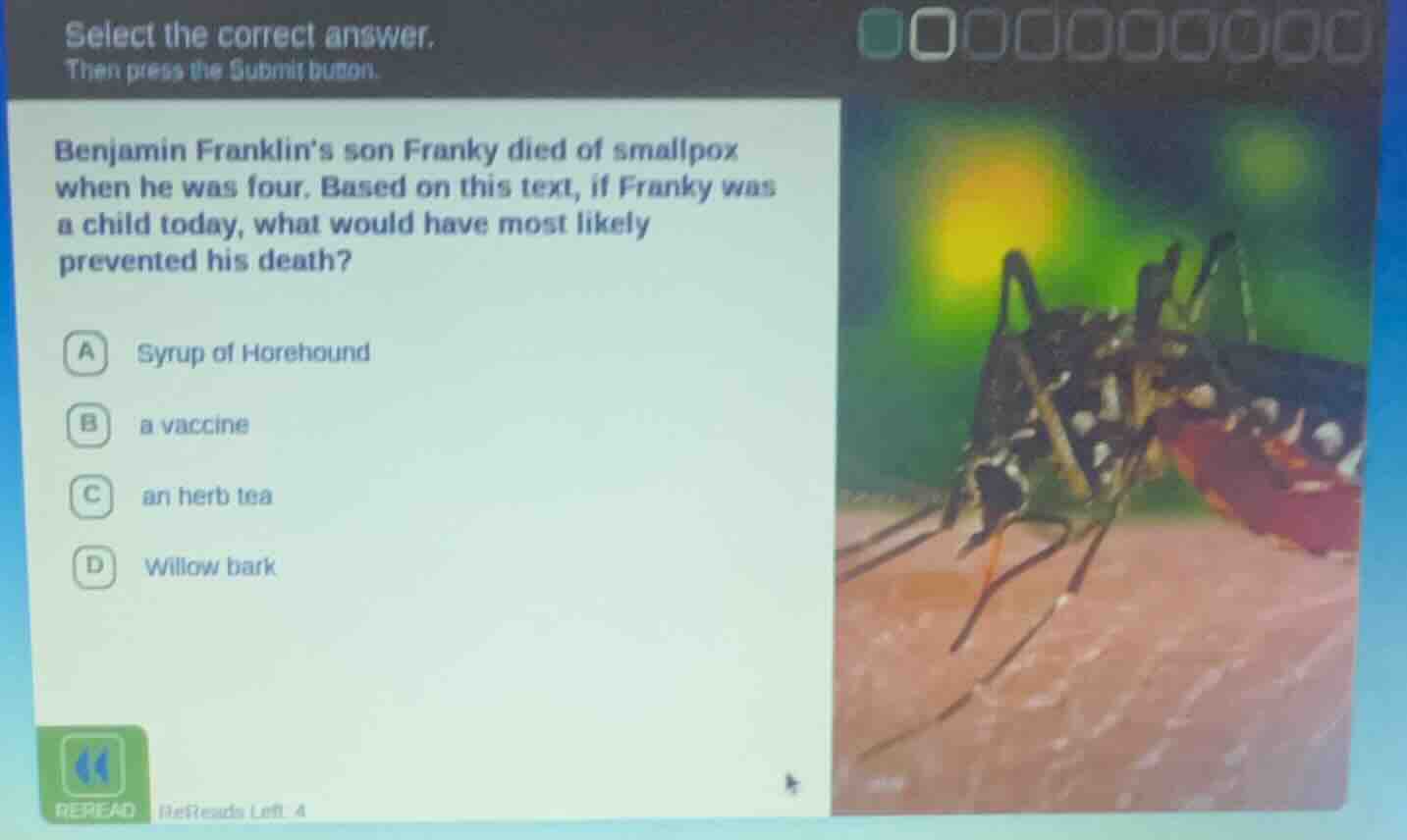 select the correct answer. then press the submit button. benjamin frank…