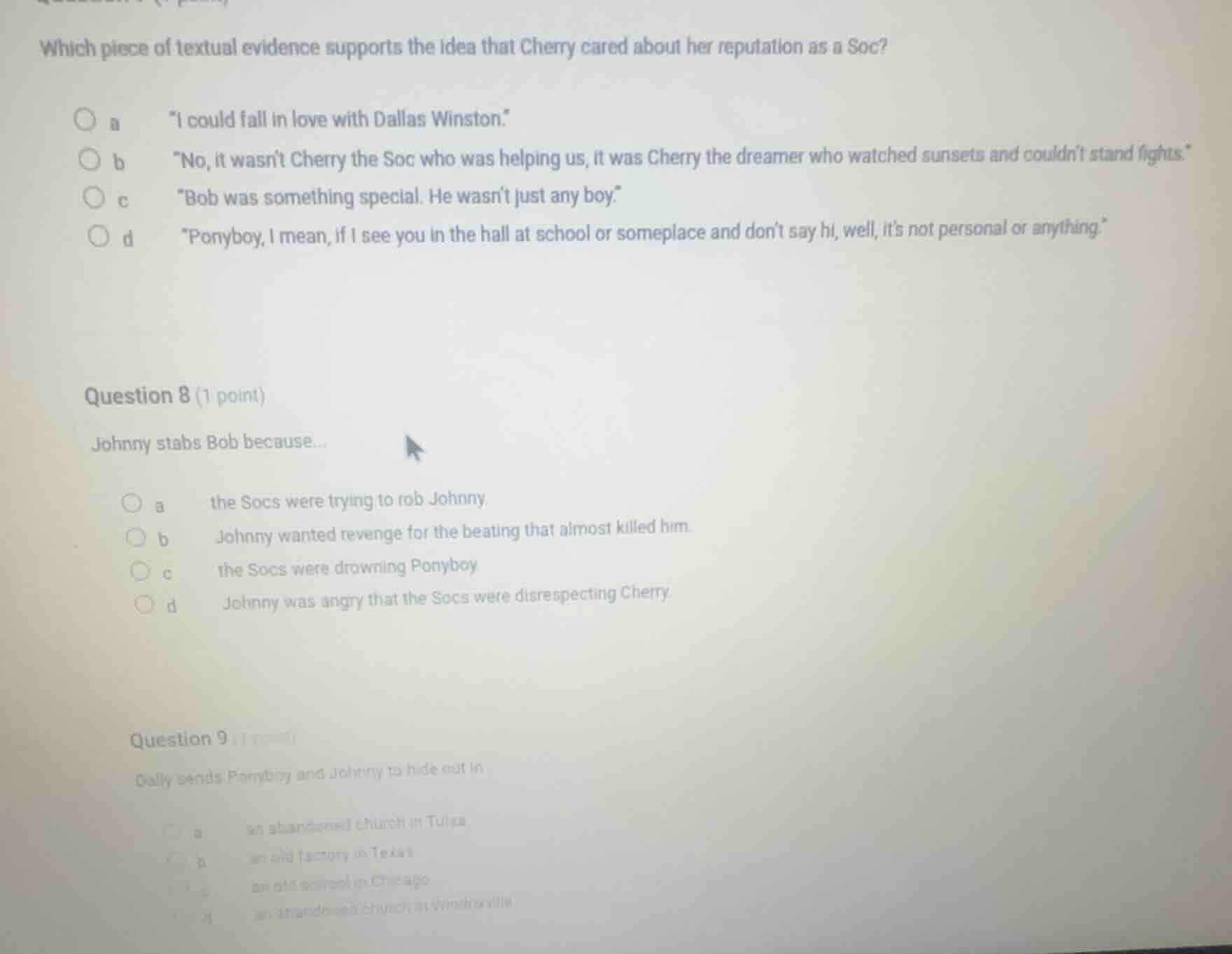 which piece of textual evidence supports the idea that cherry cared abo…