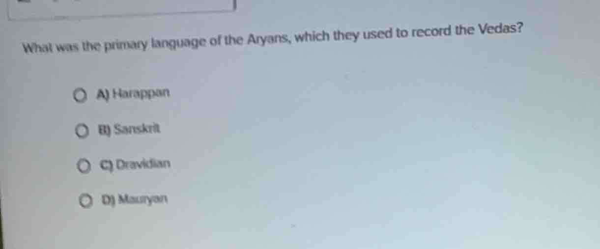 what was the primary language of the aryans, which they used to record …
