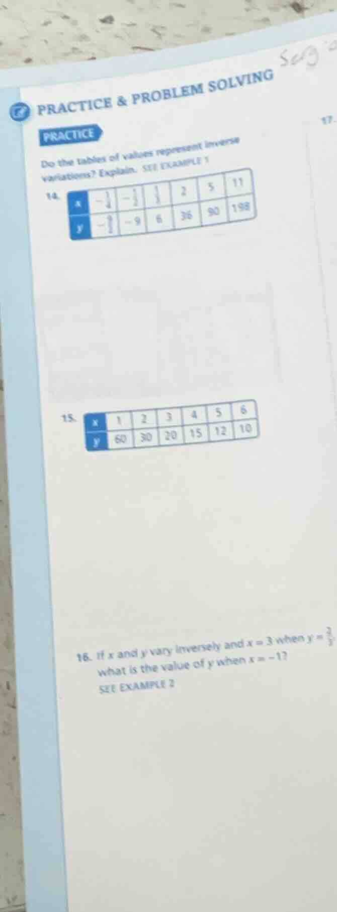 practice & problem solving practice do the tables of values represent i…