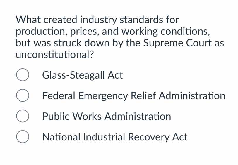 what created industry standards for production, prices, and working con…