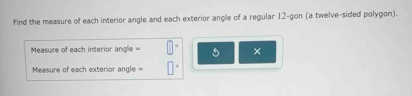 find the measure of each interior angle and each exterior angle of a re…