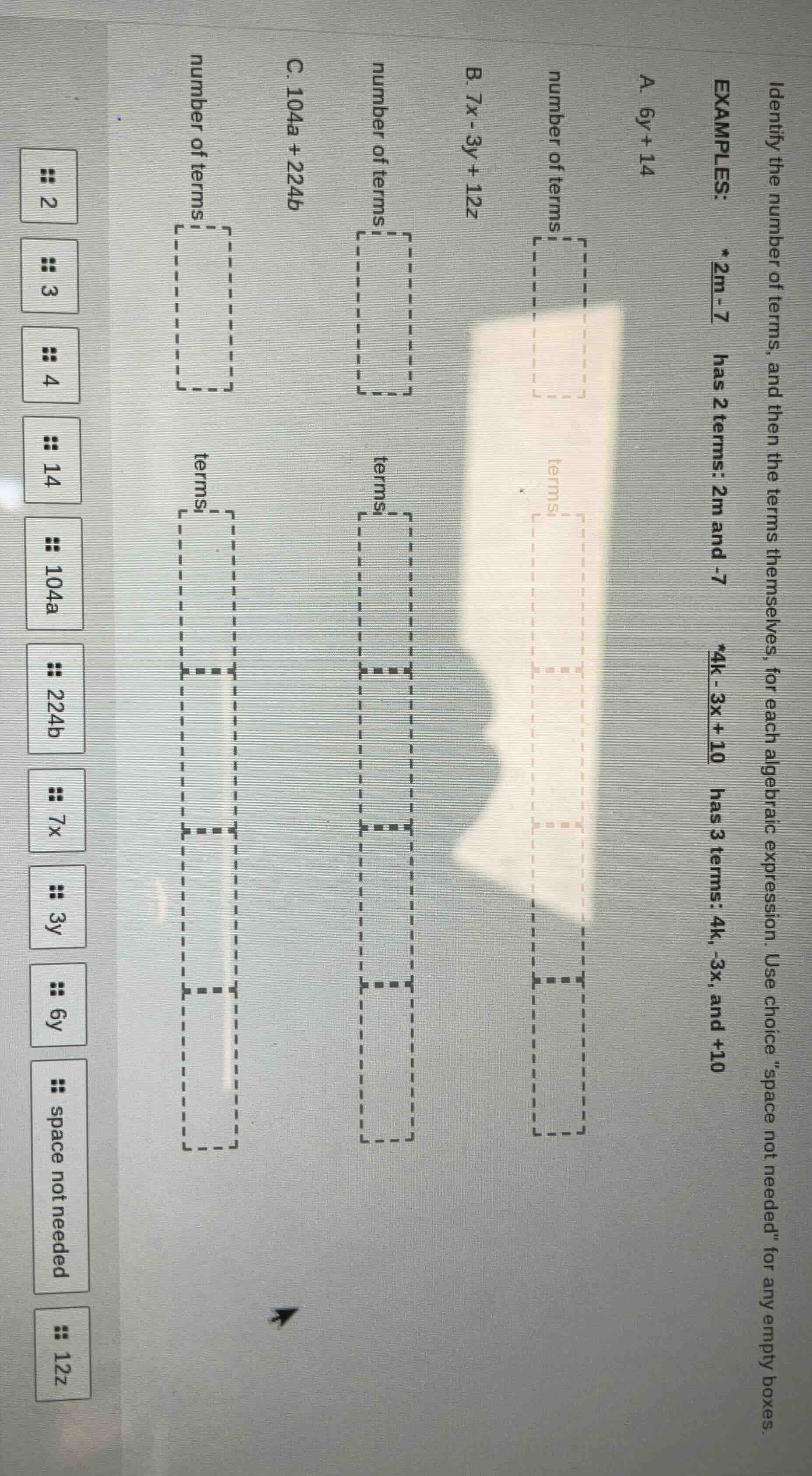 identify the number of terms, and then the terms themselves, for each a…