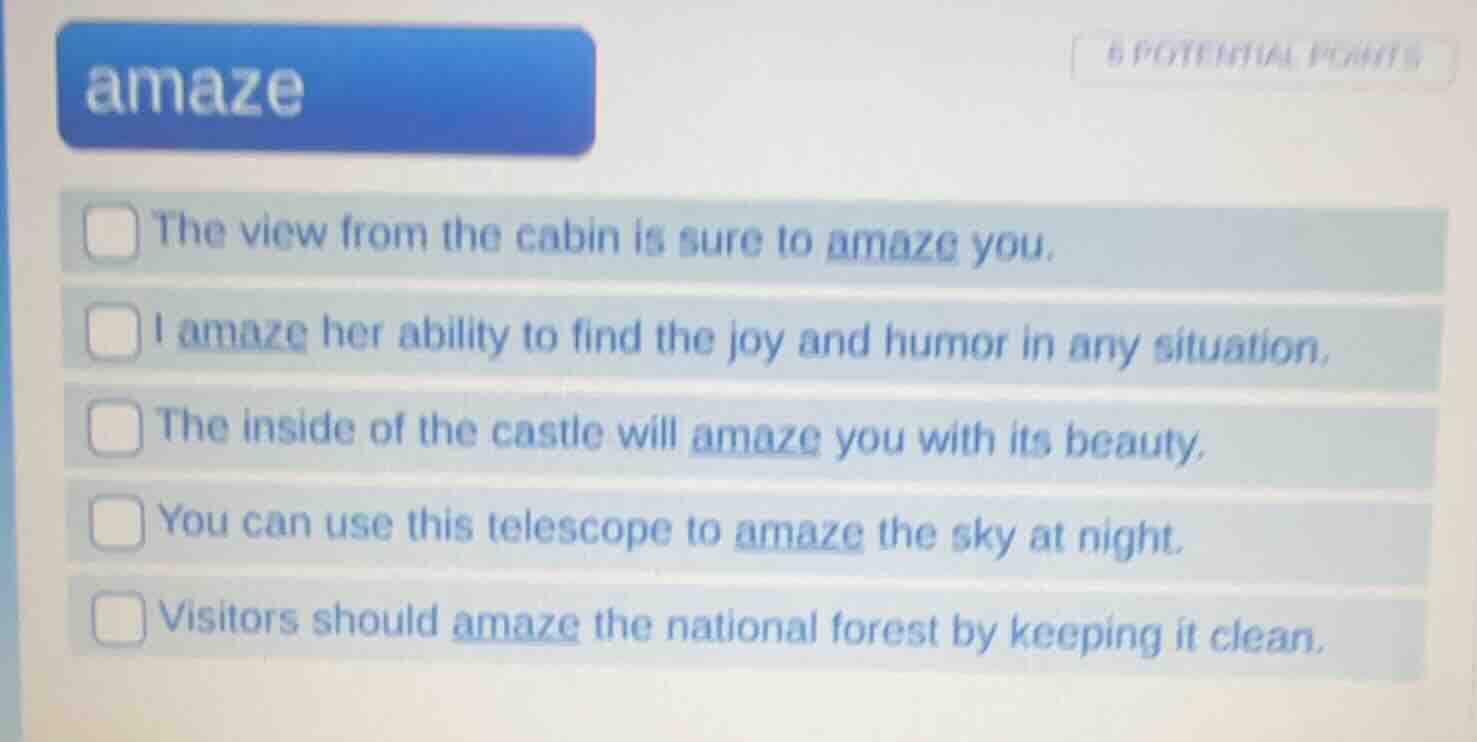 amaze the view from the cabin is sure to amaze you. i amaze her ability…