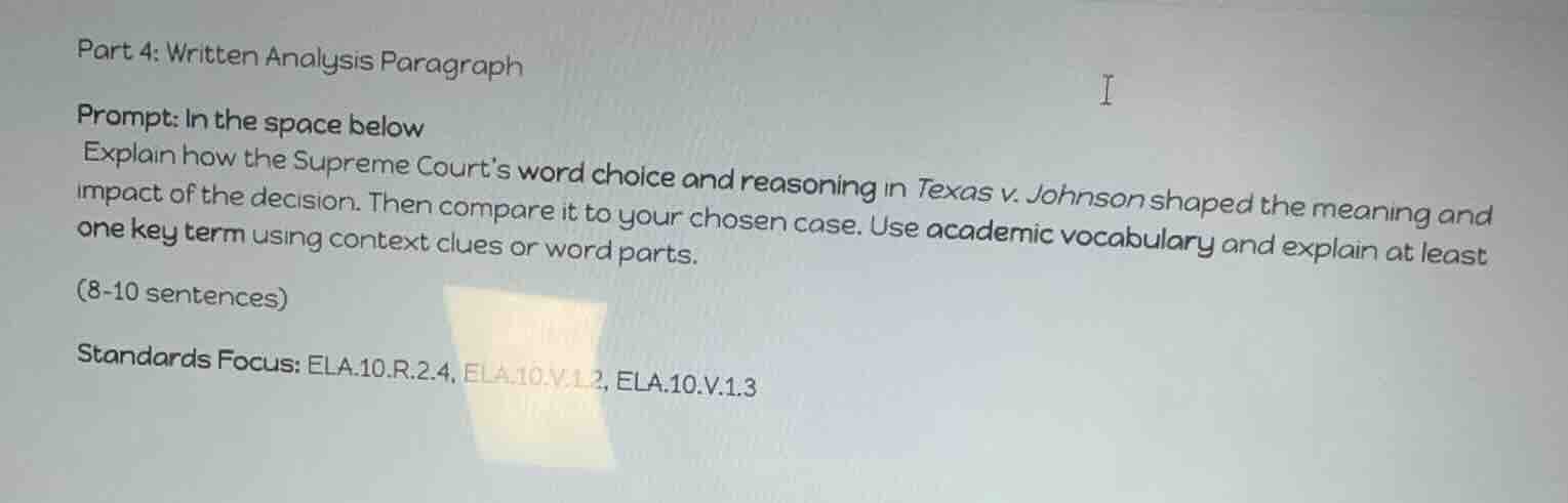 part 4: written analysis paragraph prompt: in the space below explain h…