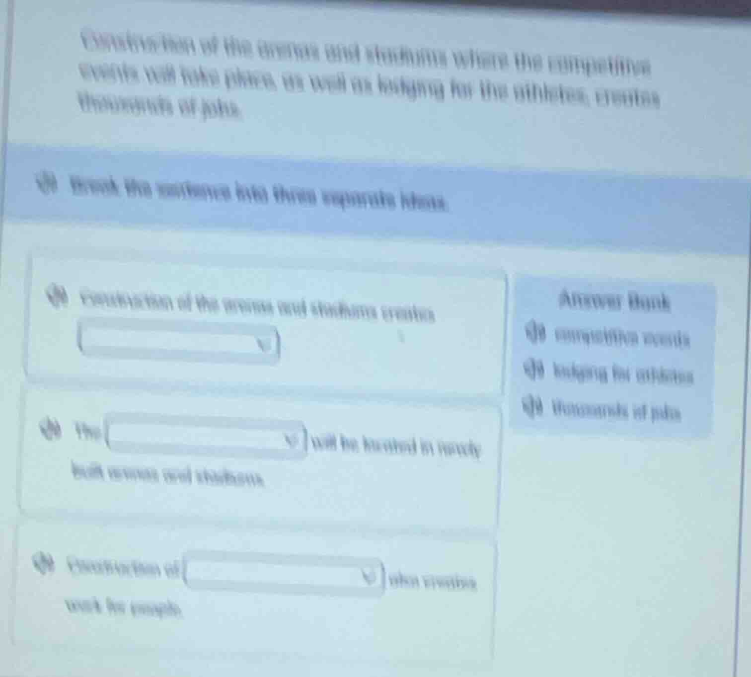 classification of the events that students where the competition events…