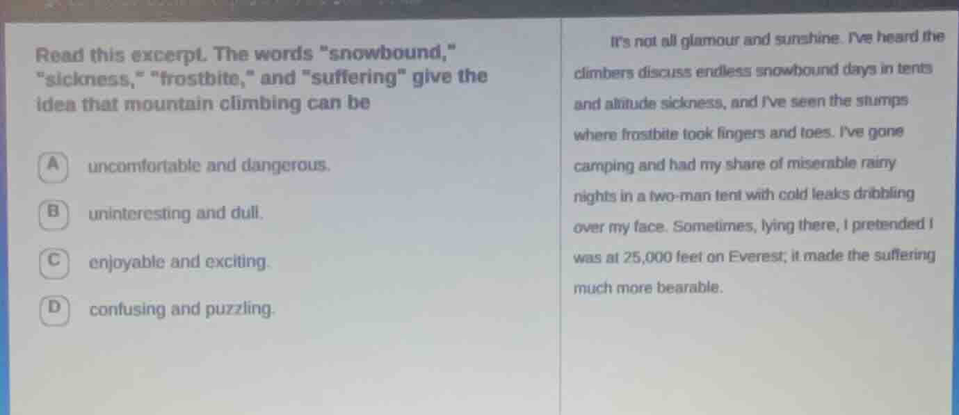 read this excerpt. the words \snowbound,\ \sickness,\ \frostbite,\ and …