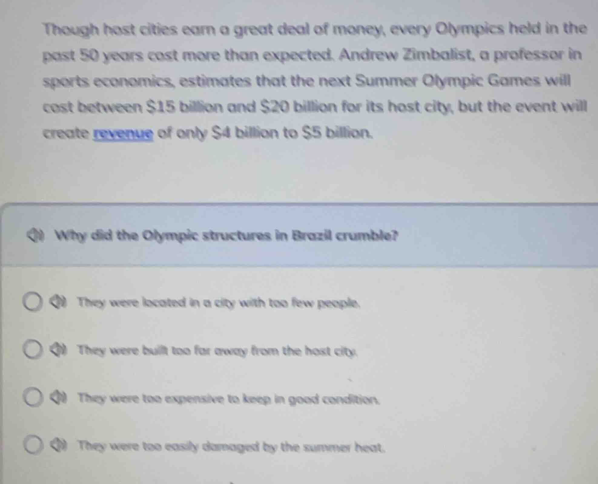though host cities earn a great deal of money, every olympics held in t…