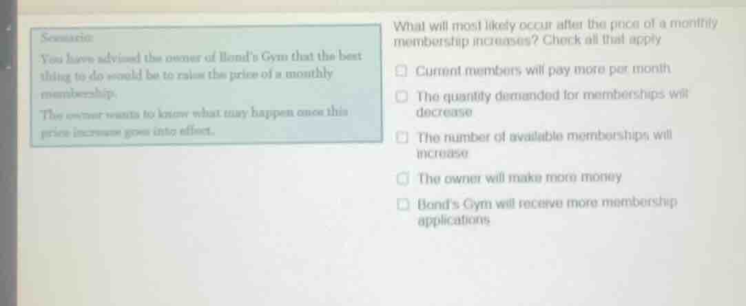 scenario you have advised the owner of blonds gym that the best thing t…