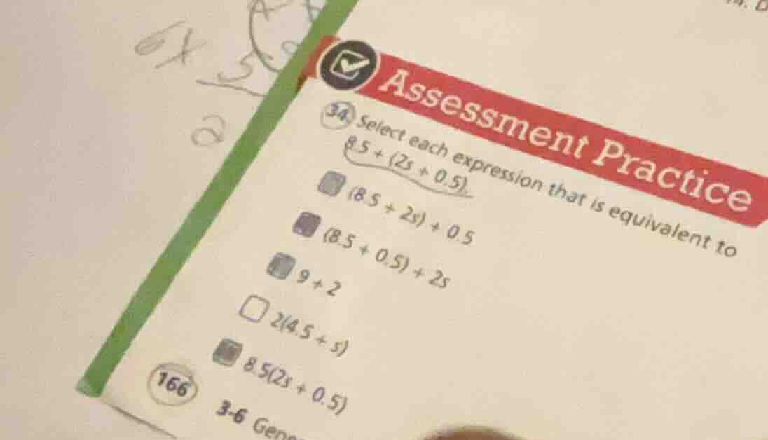 assessment practice 3a select each expression that is equivalent to 8.5…