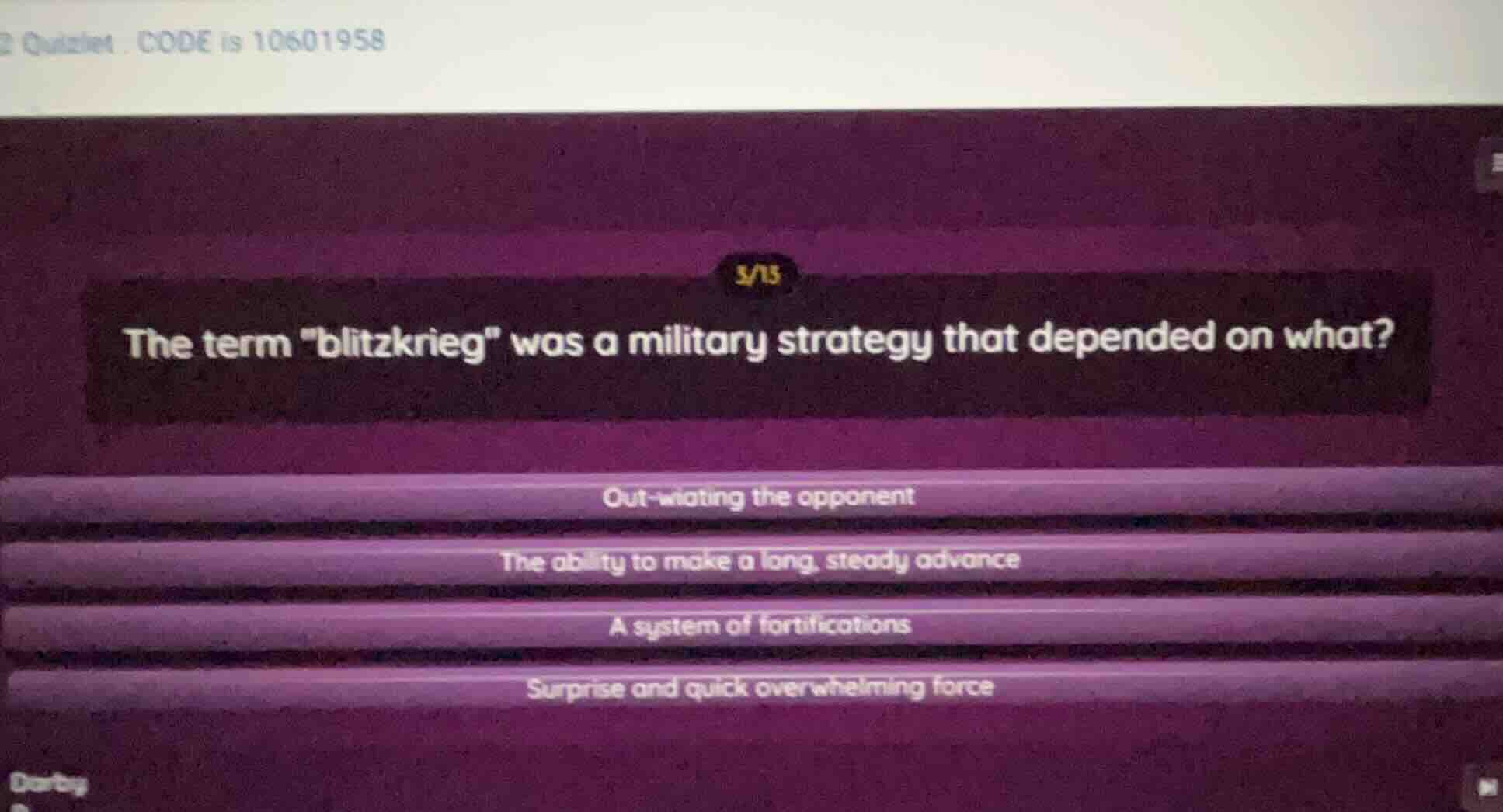 the term \blitzkrieg\ was a military strategy that depended on what? ou…