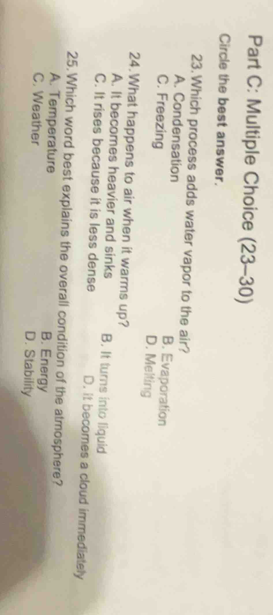 part c: multiple choice (23–30) circle the best answer. 23. which proce…