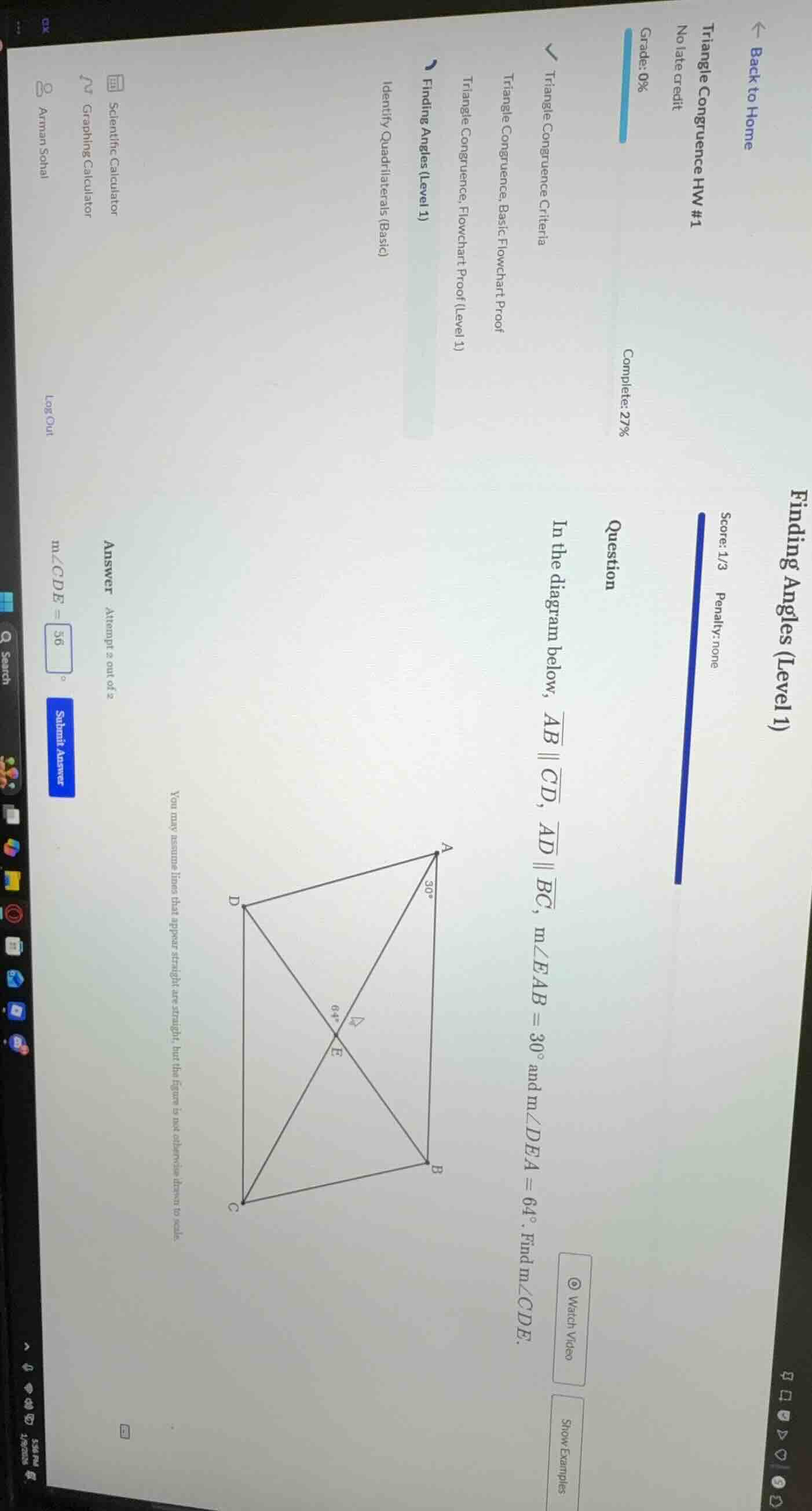 finding angles (level 1) question in the diagram below, \\( \\overline{…