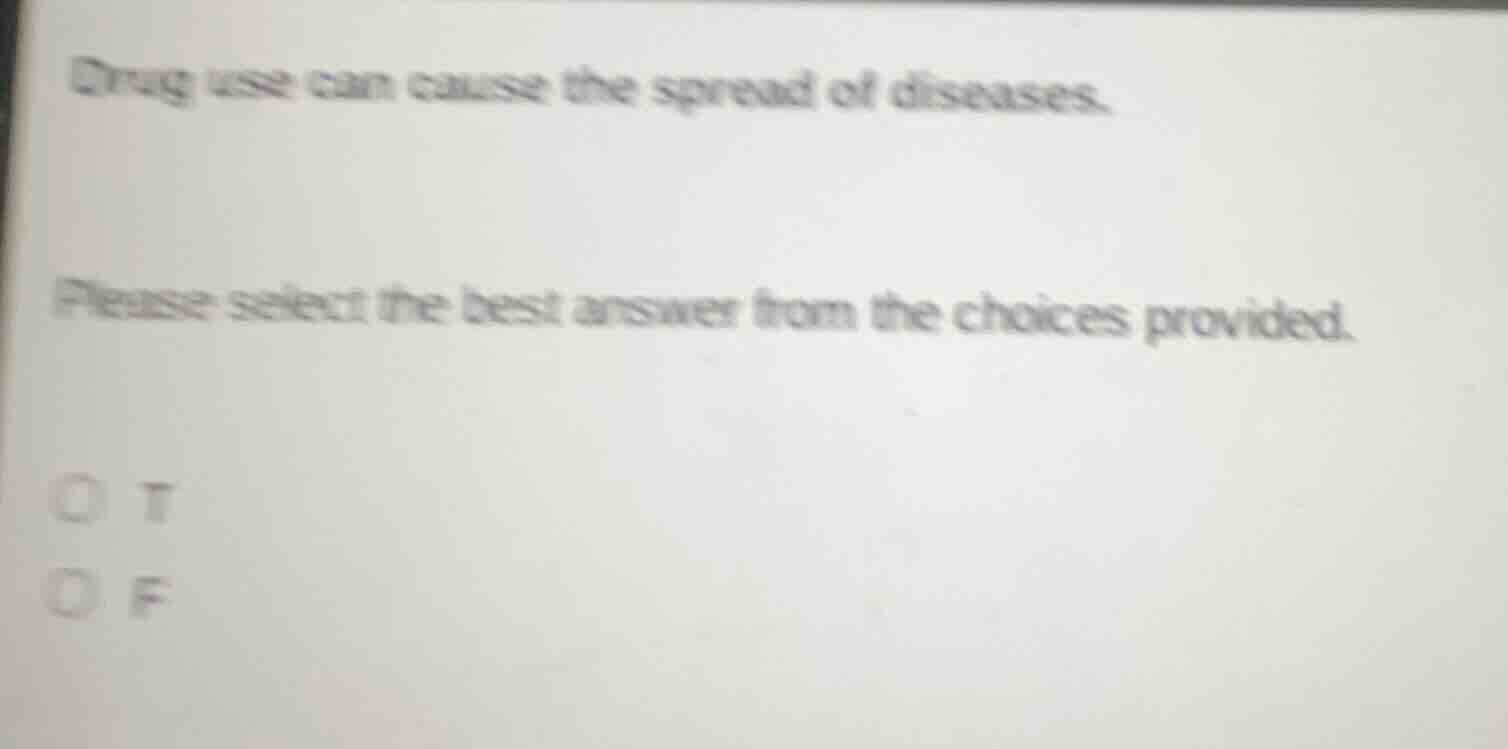 drug use can cause the spread of diseases. please select the best answe…