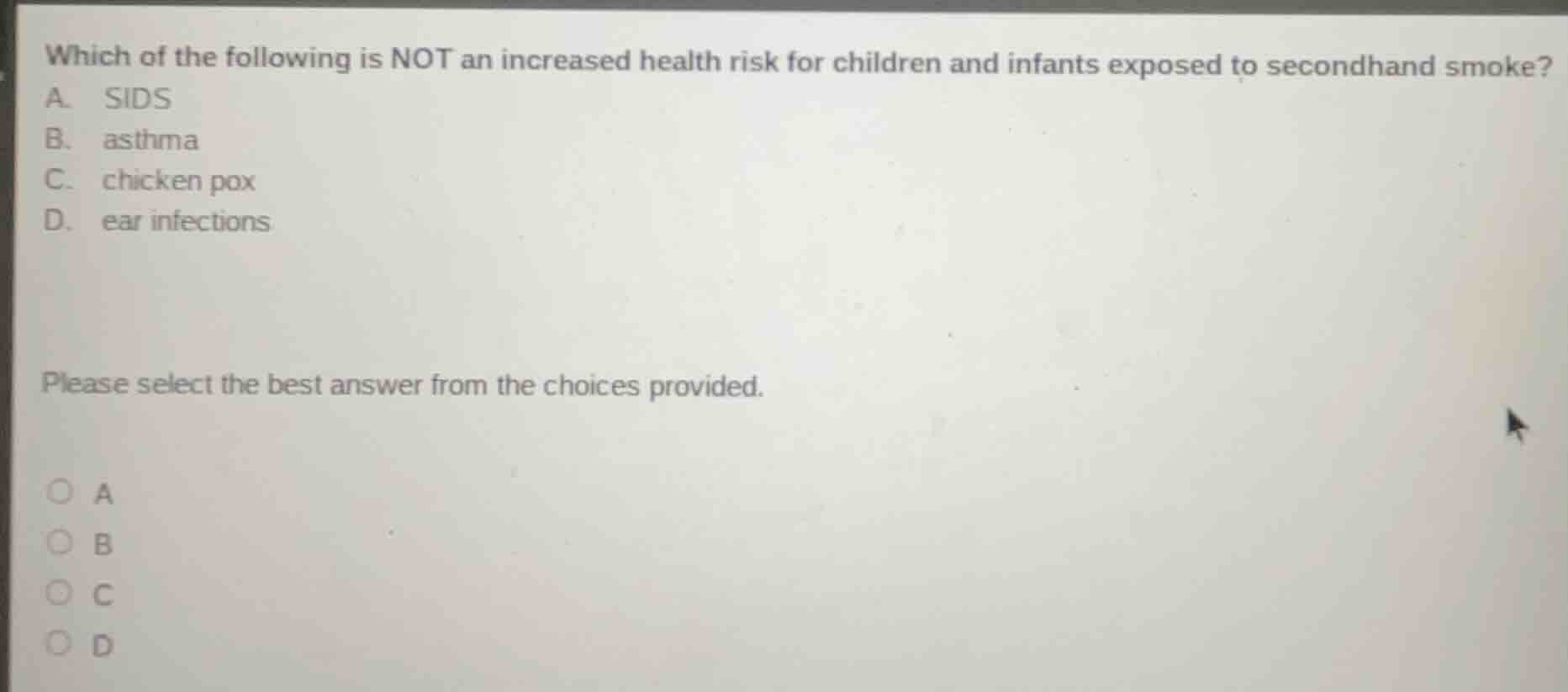 which of the following is not an increased health risk for children and…