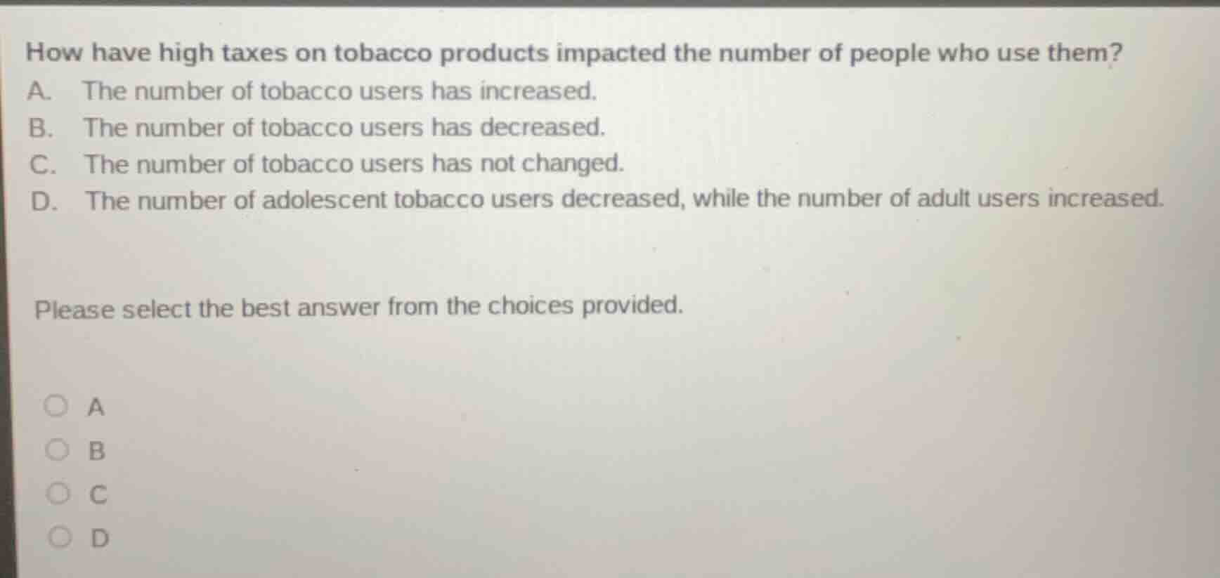 how have high taxes on tobacco products impacted the number of people w…