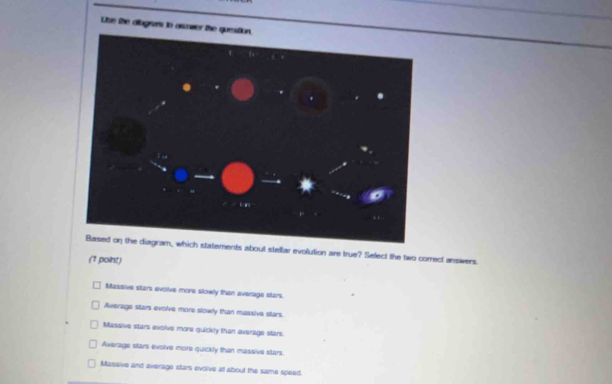 use the diagram to answer the question. diagram of stellar evolution ba…