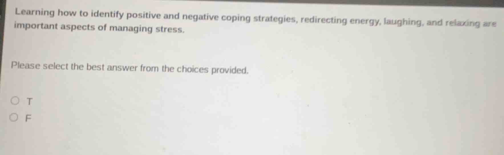 learning how to identify positive and negative coping strategies, redir…