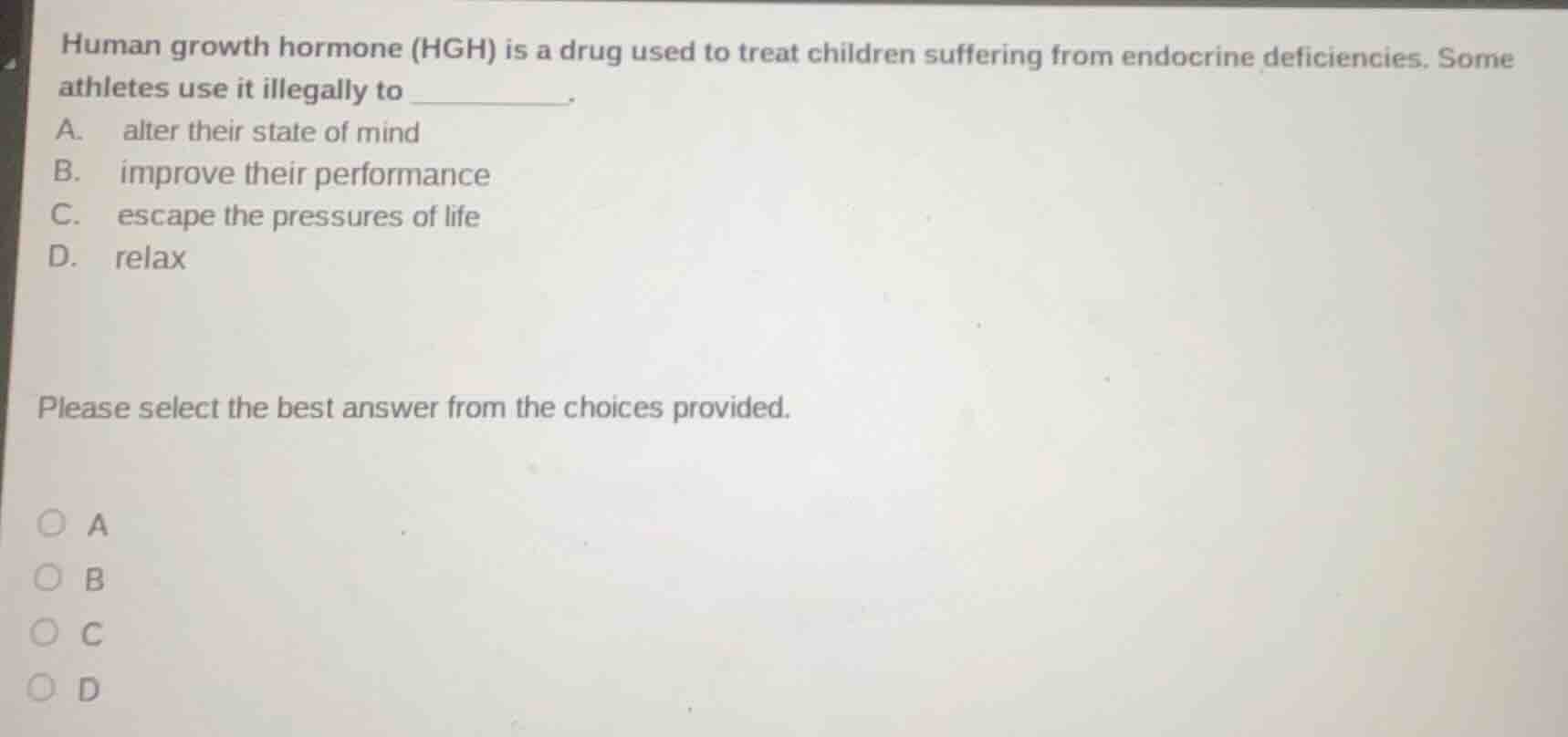 human growth hormone (hgh) is a drug used to treat children suffering f…