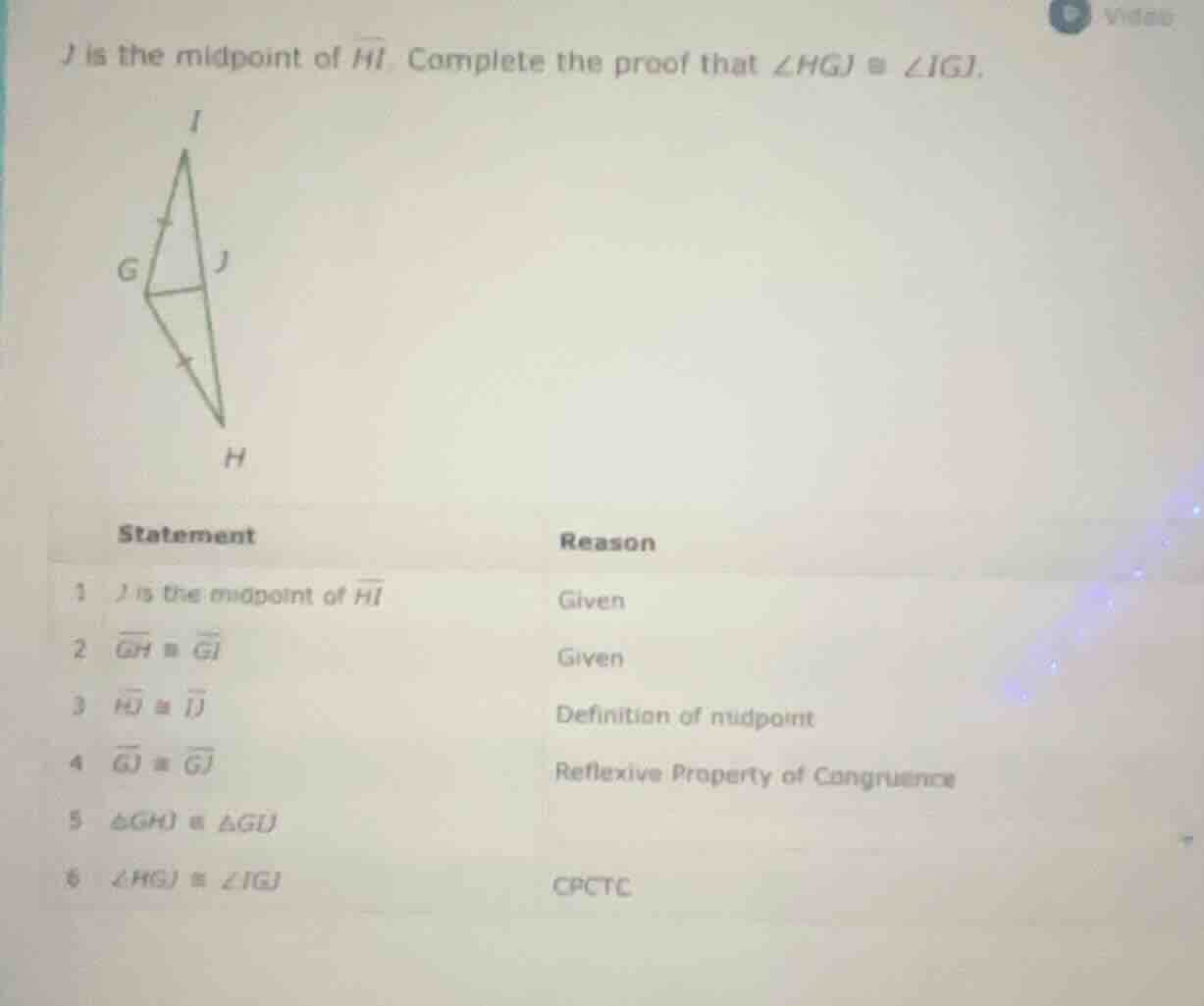 j is the midpoint of \\(\\overline{hi}\\). complete the proof that \\(\…