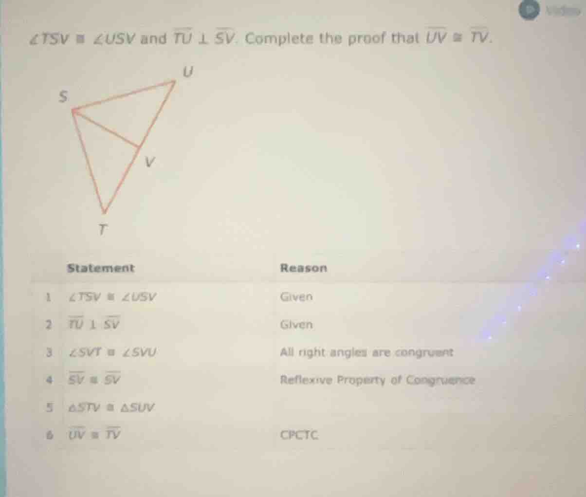 $\\angle tsv \\cong \\angle usv$ and $\\overline{tu} \\perp \\overline{…