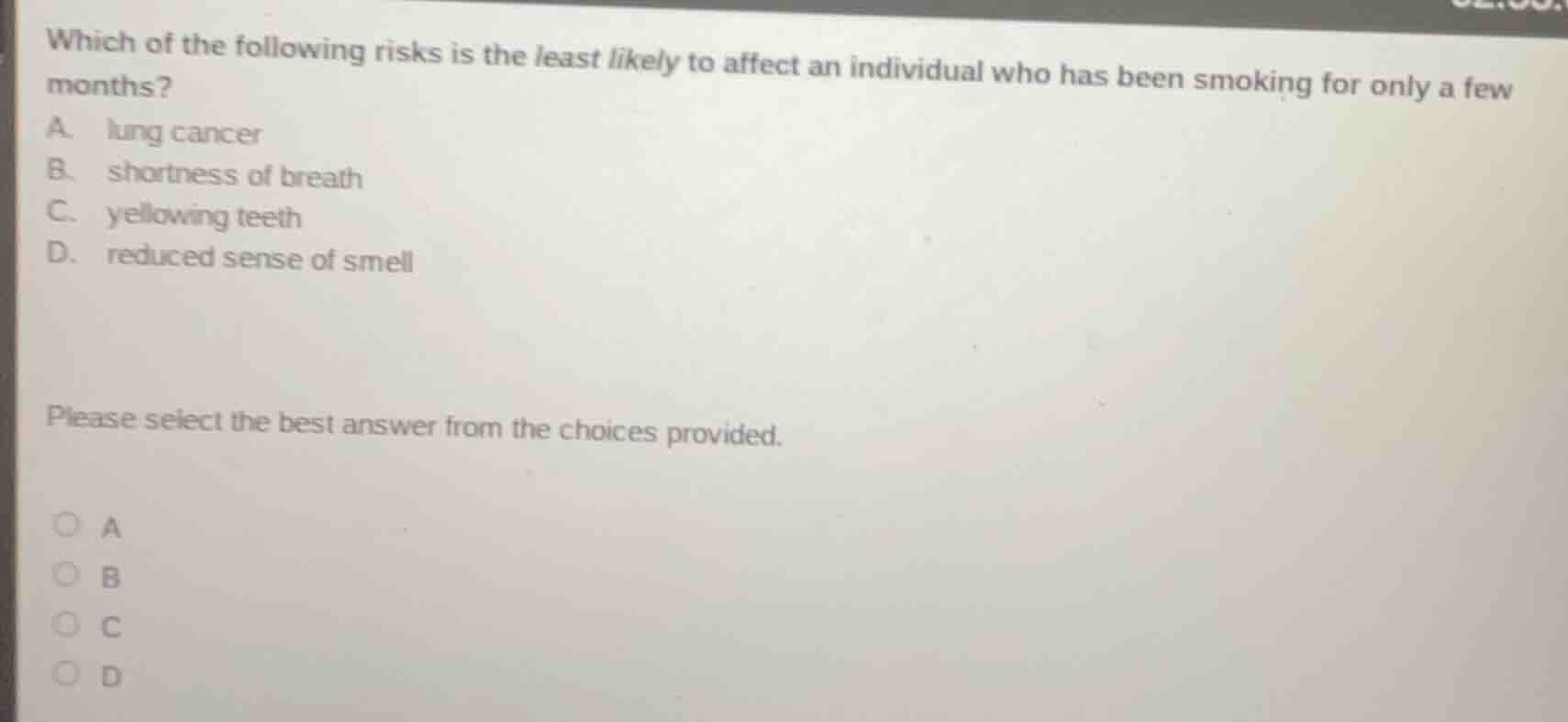 which of the following risks is the least likely to affect an individua…