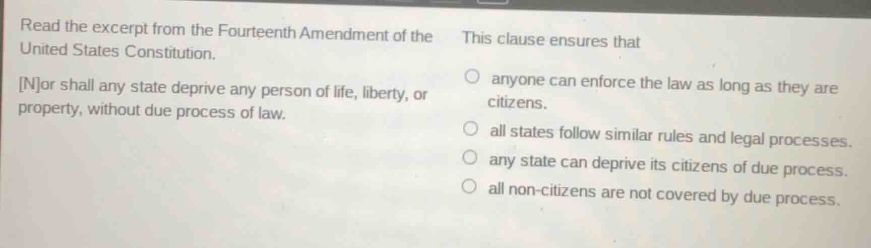 read the excerpt from the fourteenth amendment of the united states con…