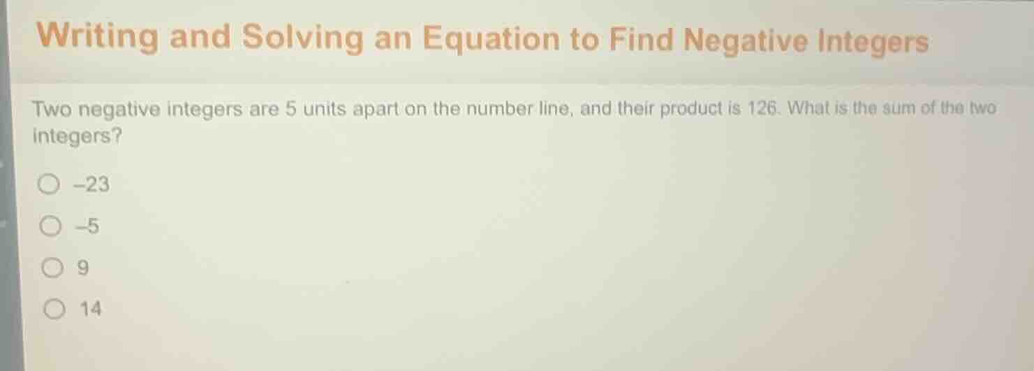 writing and solving an equation to find negative integers two negative …
