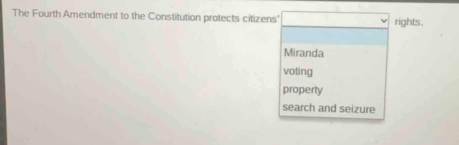 the fourth amendment to the constitution protects citizens rights. opti…
