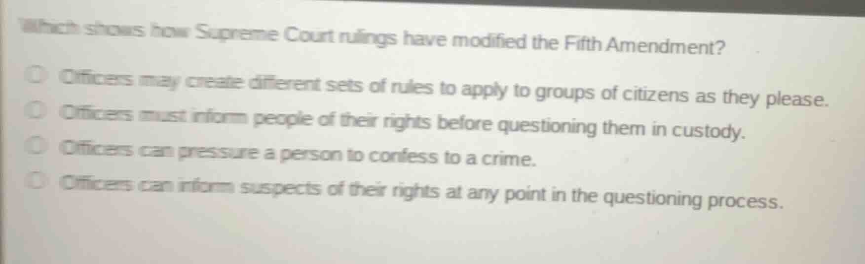 which shows how supreme court rulings have modified the fifth amendment…
