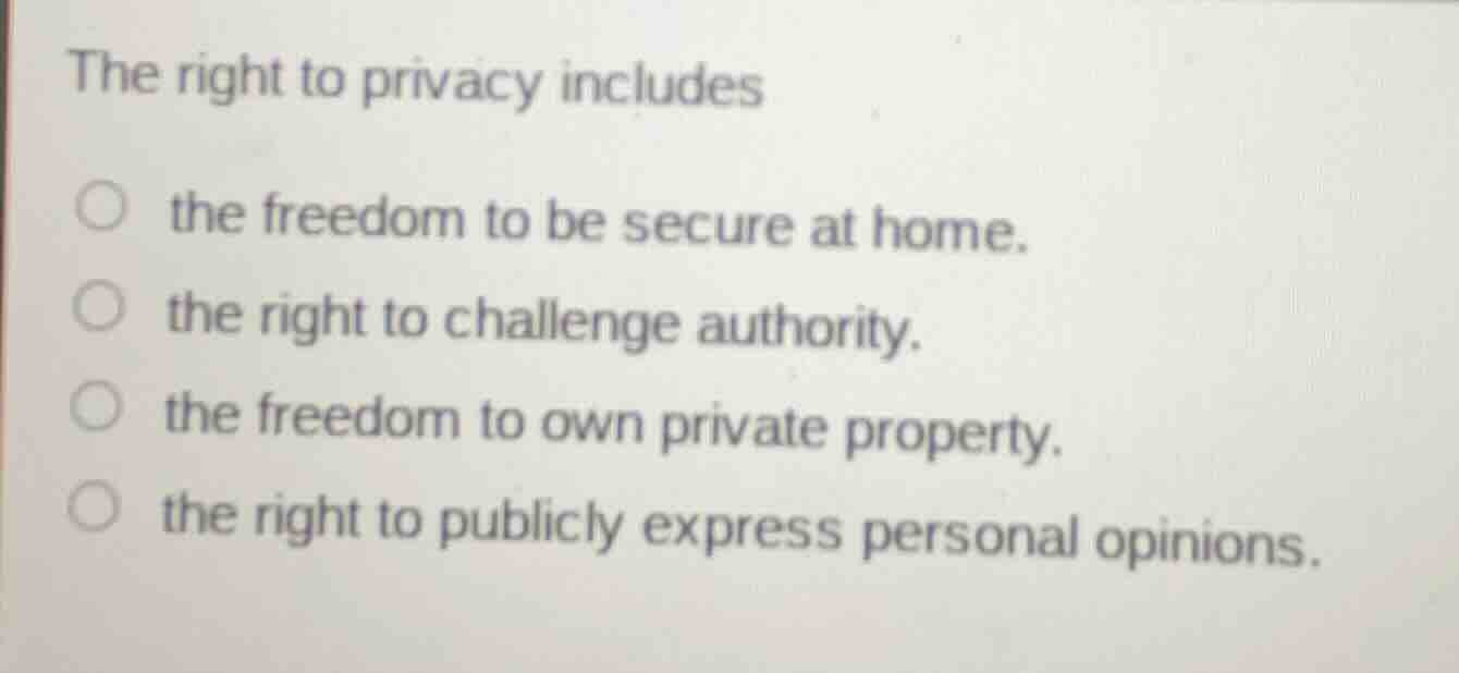 the right to privacy includes the freedom to be secure at home. the rig…