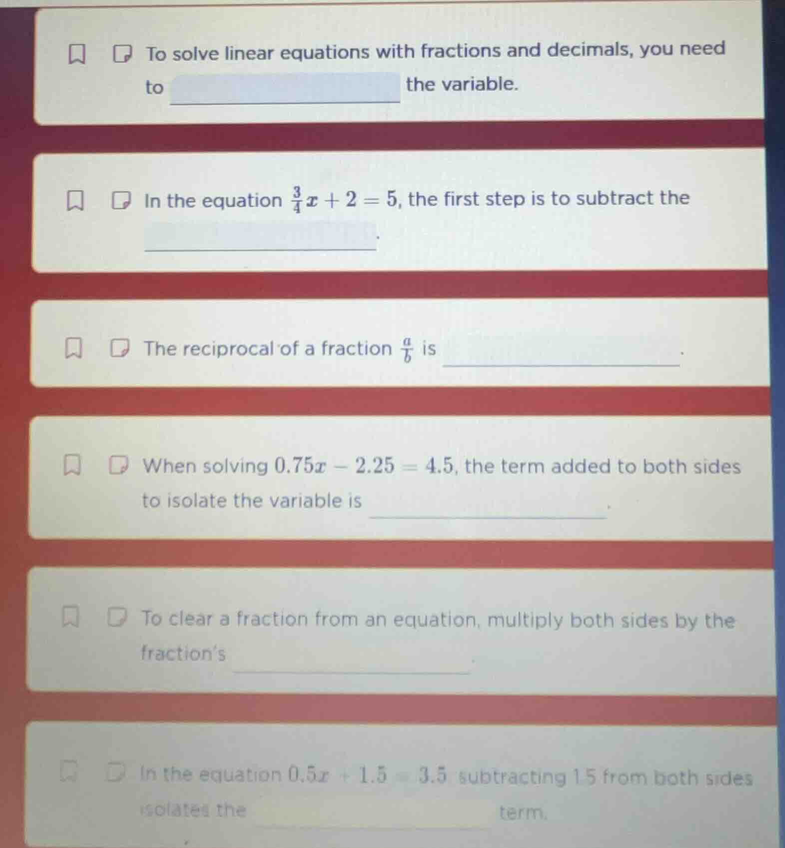 to solve linear equations with fractions and decimals, you need to the …