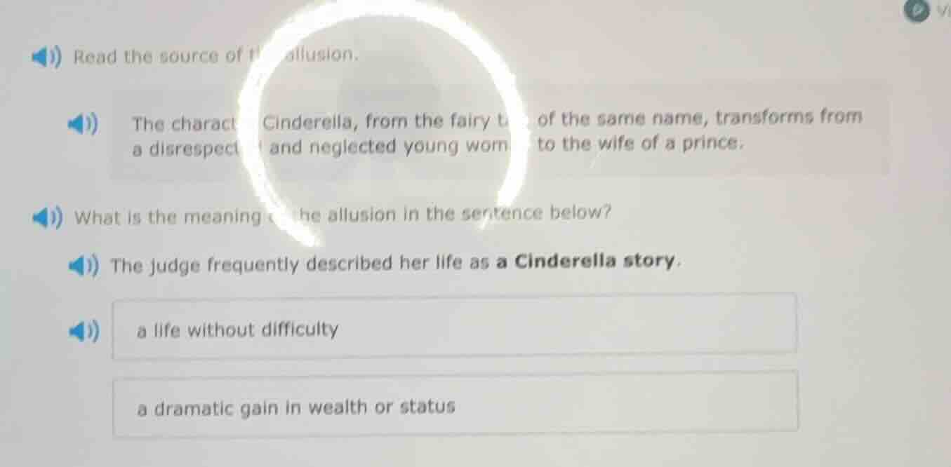 read the source of the allusion. the character cinderella, from the fai…