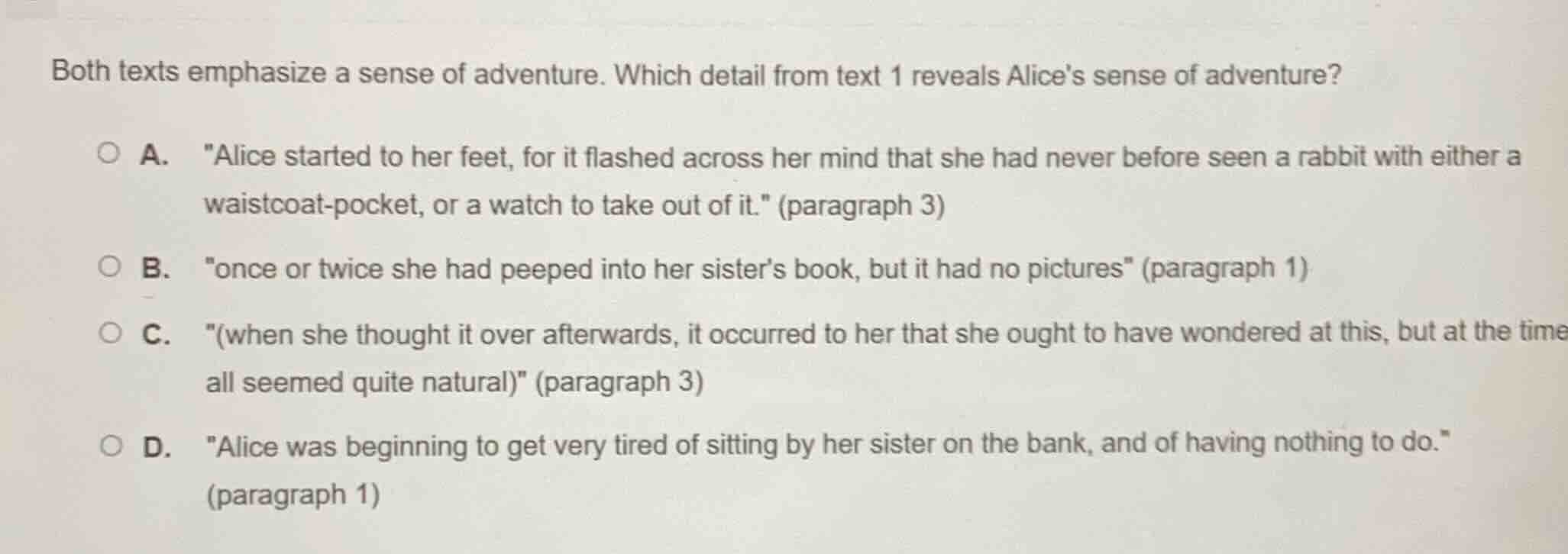 both texts emphasize a sense of adventure. which detail from text 1 rev…