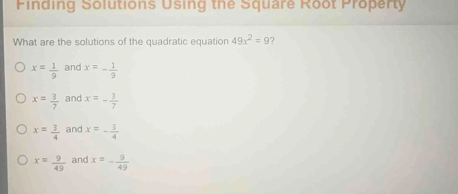 finding solutions using the square root property what are the solutions…