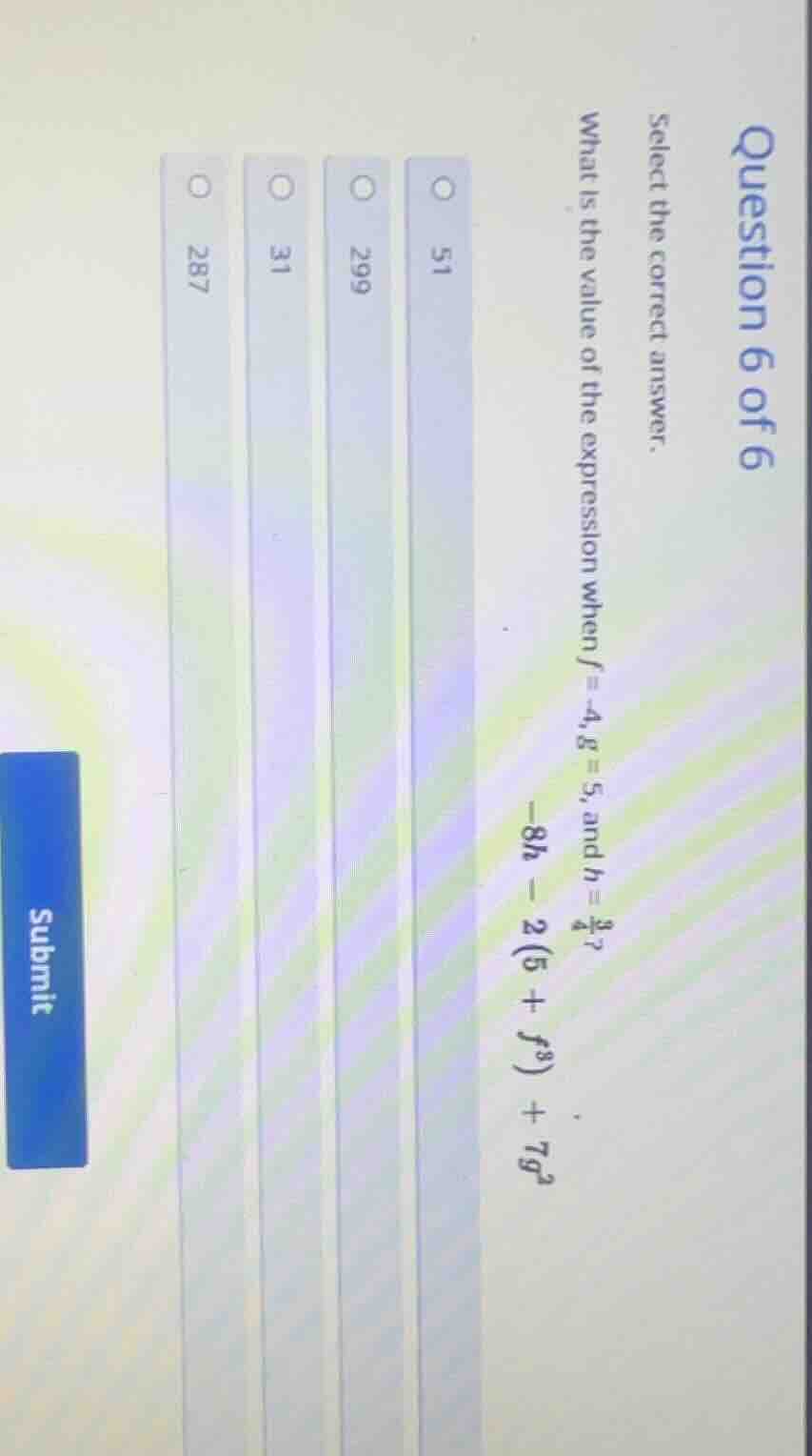 question 6 of 6 select the correct answer. what is the value of the exp…