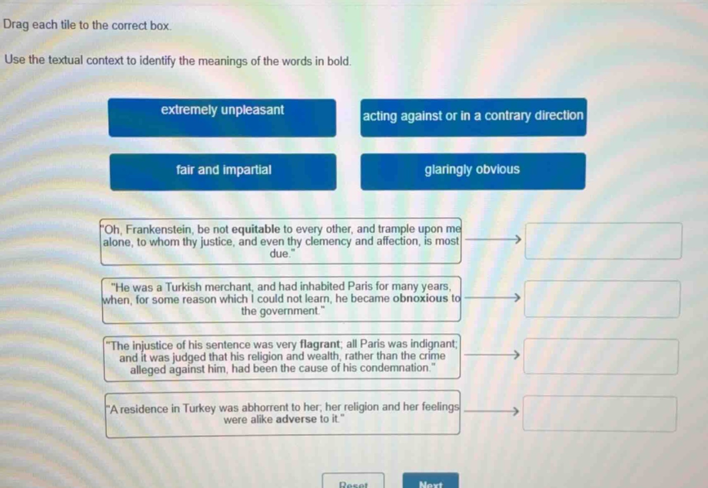 drag each tile to the correct box. use the textual context to identify …