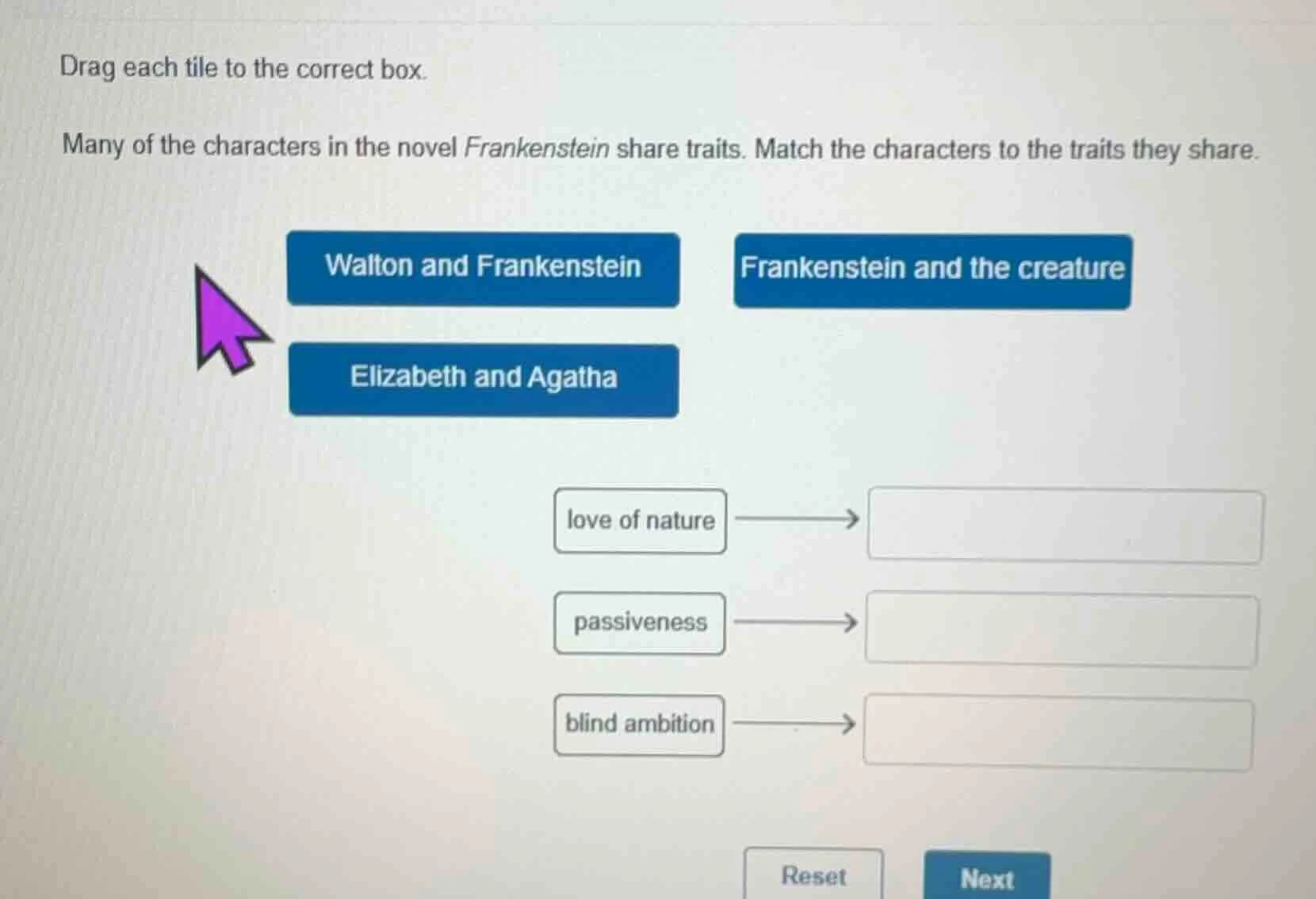 drag each tile to the correct box. many of the characters in the novel …