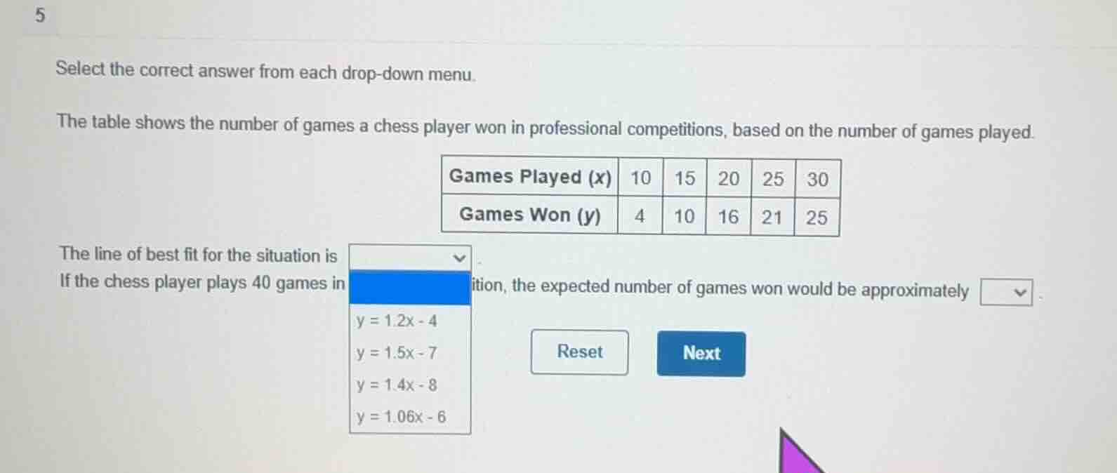 5 select the correct answer from each drop-down menu. the table shows t…