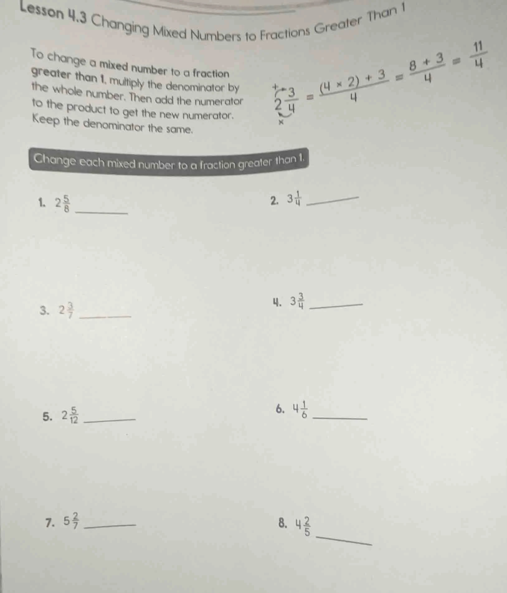 lesson 4.3 changing mixed numbers to fractions greater than 1 to change…