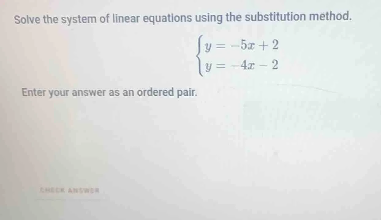 solve the system of linear equations using the substitution method. \\b…